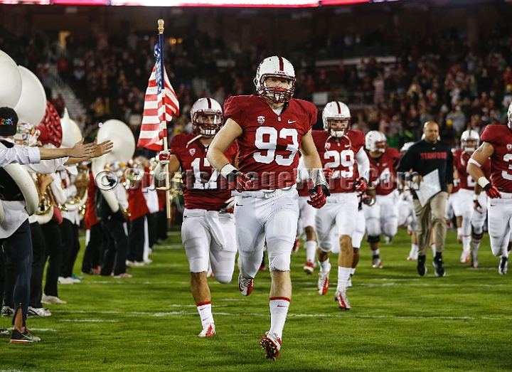 2013-Stanford-Oregon-014.JPG - Nov. 7, 2013; Stanford, CA, USA; Stanford Cardinal Trent Murphy (93) takes the field for game against the Oregon Ducks at Stanford Stadium. Stanford defeated Oregon 26-20.